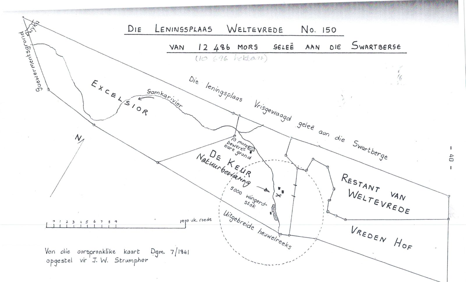 Plan van die leningsplaas Weltevrede nr. 150